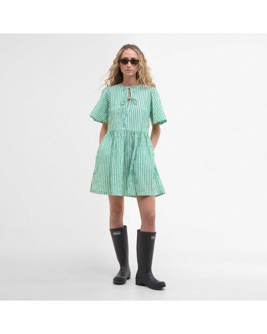 Barbour Green Daison Structured Mini Dress
