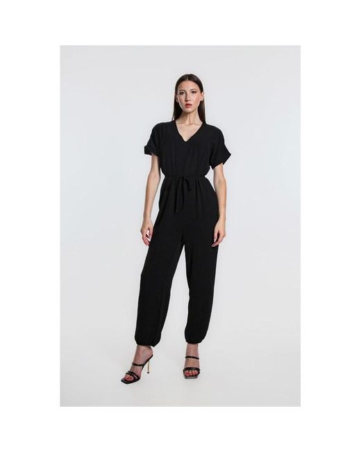 Be You Black V Neck Cuffed Jumpsuit