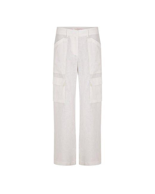 LoveShackFancy White Pora Linen Cargo Trousers