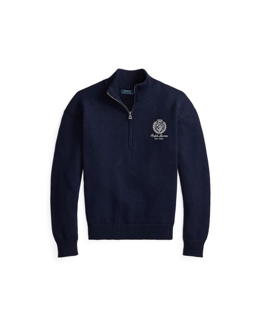 Polo Ralph Lauren Blue Relaxed Fit Quarter Zip Jumper for men