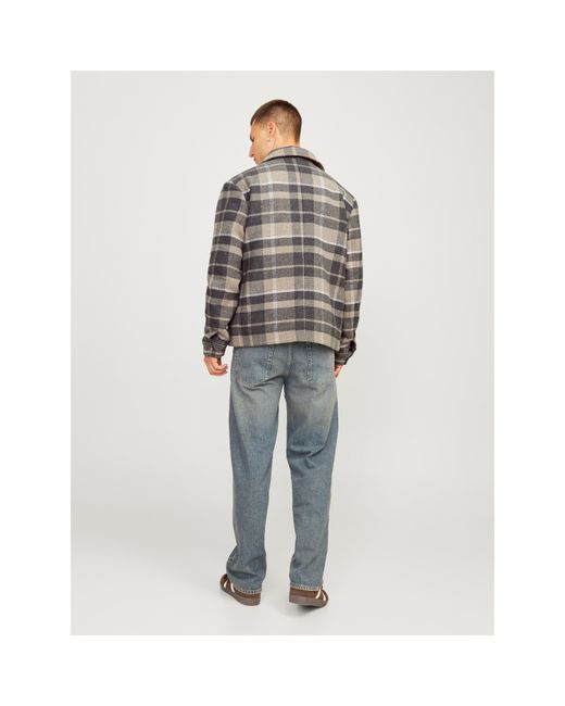 Jack & Jones Gray Russel Long Sleeve Tailored Fit Overshirt for men