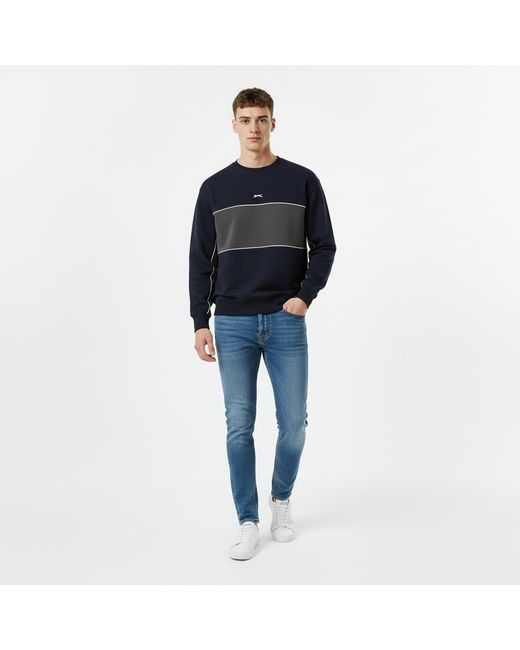 Slazenger 1881 Blue Fleece Sportswear Crew Sweat for men