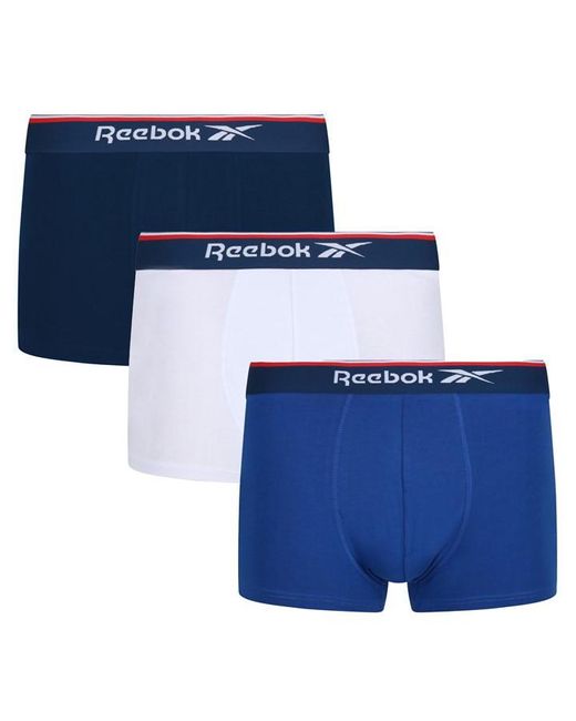 Reebok Blue 3 Pack Logo Boxer Shorts for men