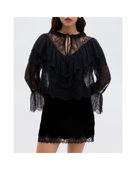 Rixo Black Faryn Long Sleeve Blouse