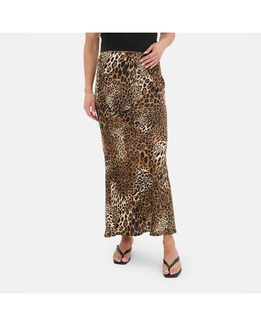 I Saw It First Brown Leopard Print Satin Maxi Skirt