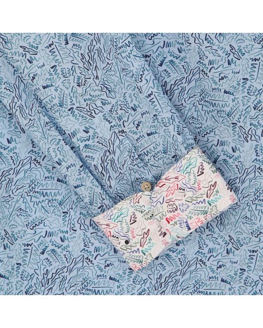 Paul Smith Blue Long Sleeve Patterned Tailored Fit Shirt for men