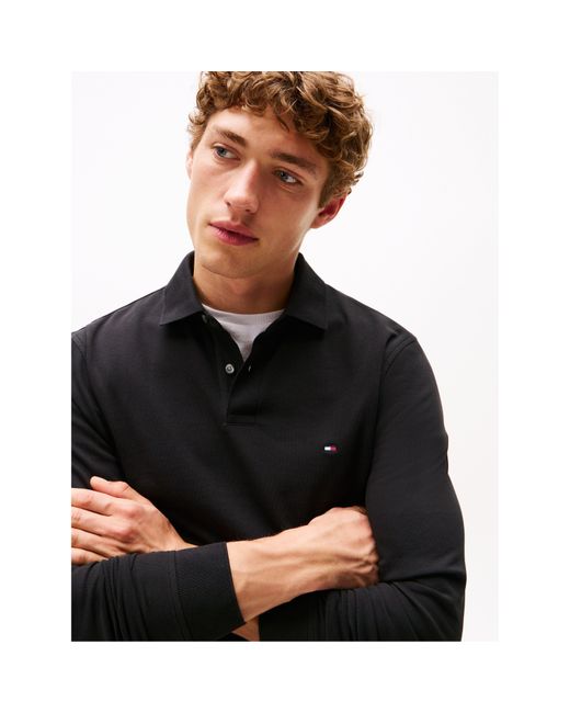 Tommy Hilfiger Black 1985 Long Sleeve Polo Shirt for men