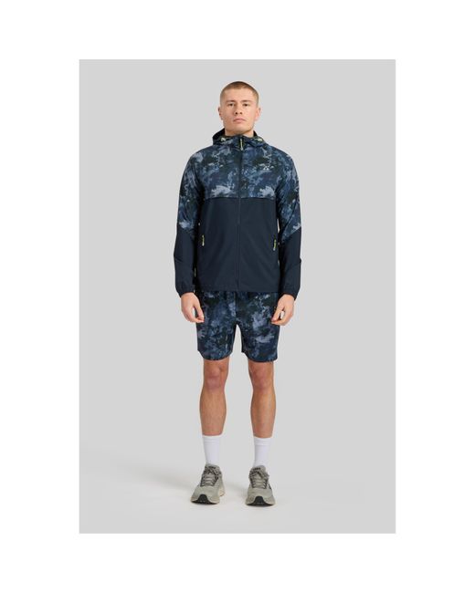 ALTRYN Blue Brush Print Cut & Sew Water Resistant Hooded Long Sleeve Softshell Jacket for men