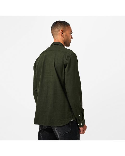 ONLY Green Long-Sleeve Plain Shirt for men