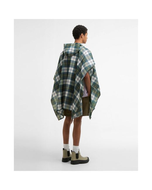 Barbour Green Tartan Water Resistant Hooded Poncho