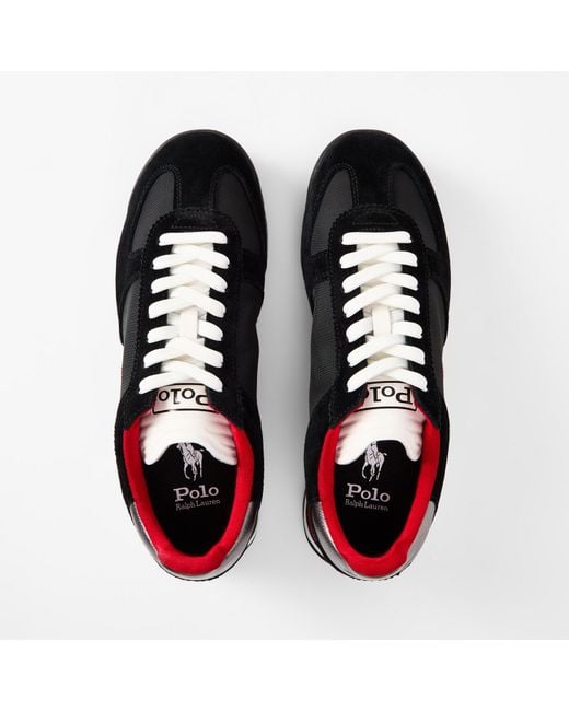Polo Ralph Lauren Black Varick Suede Nylon Sporty Trainers for men