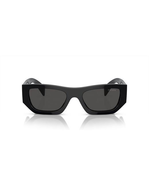 Prada Black Logo Rectangular Sunglasses