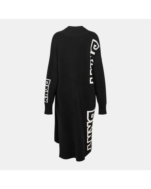 DKNY Black Exploded Textured Knit Relaxed Fit Cardigan