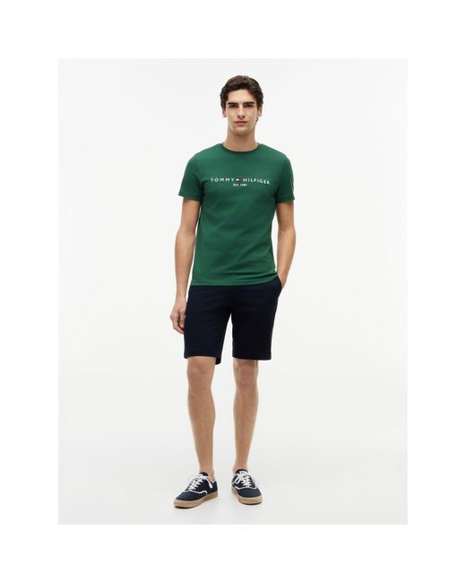 Tommy Hilfiger Green Logo Crew Neck T Shirt for men