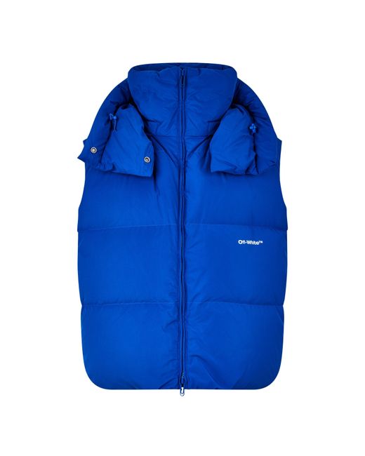 Off-White c/o Virgil Abloh Blue Off- Bounce Down Hooded Short Puffer Jacket for men