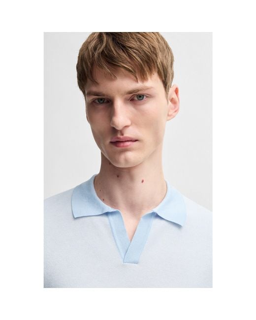 Boss Blue Hjianluca Knitted Polo Shirt for men