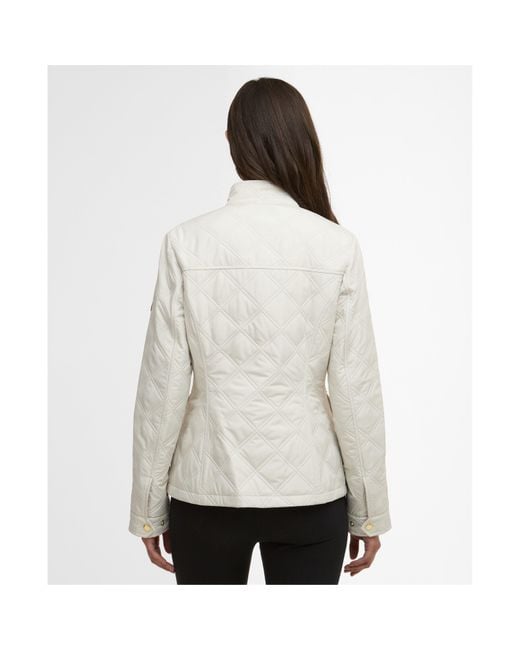 Barbour White Halsey Long Sleeve Quilted Jacket
