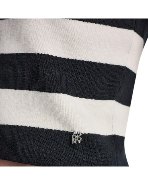 DKNY Blue Striped Sleeveless Polo Sweater
