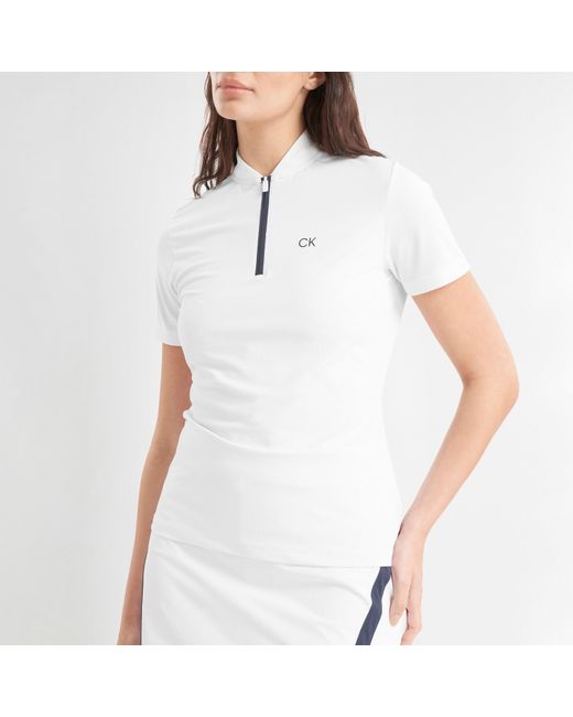Calvin Klein White Ck Short-Sleeve Performance Polo Shirt