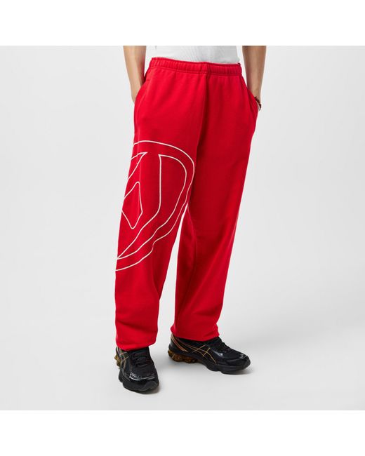 DIESEL Red Large Logo Jogging Bottoms for men