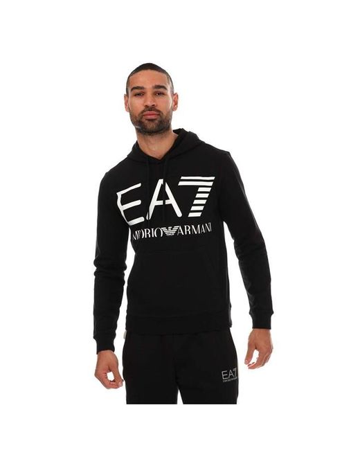 EA7 Black Large Logo Hoody for men
