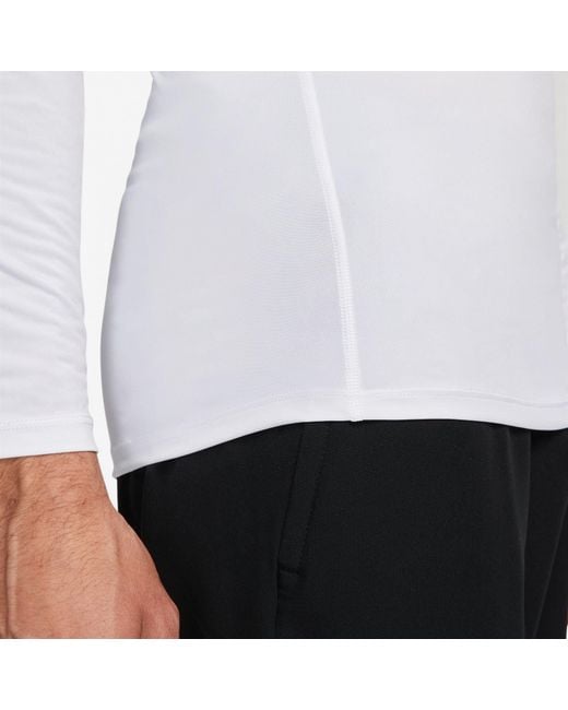 Nike White Pro Dri-Fit Tight Long-Sleeve Fitness Top for men