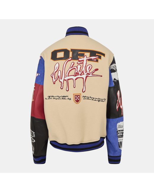 Off-White c/o Virgil Abloh Blue Patch Varsity Jacket for men
