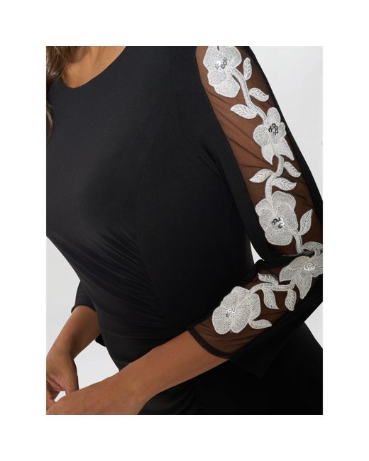 Gina Bacconi Black Suzie Embroidered Sleeve Maxi Dress