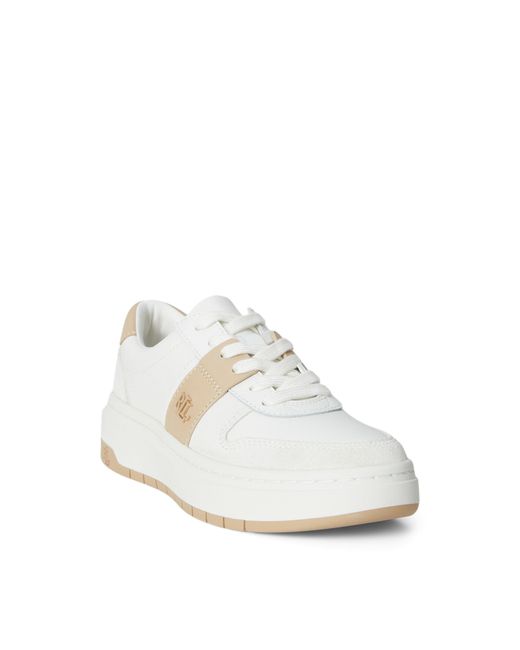 Ralph Lauren White Harlie Basket Low-Top Trainers