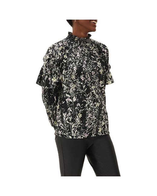 Phase Eight Black Daphne High Neck Ruffle Blouse