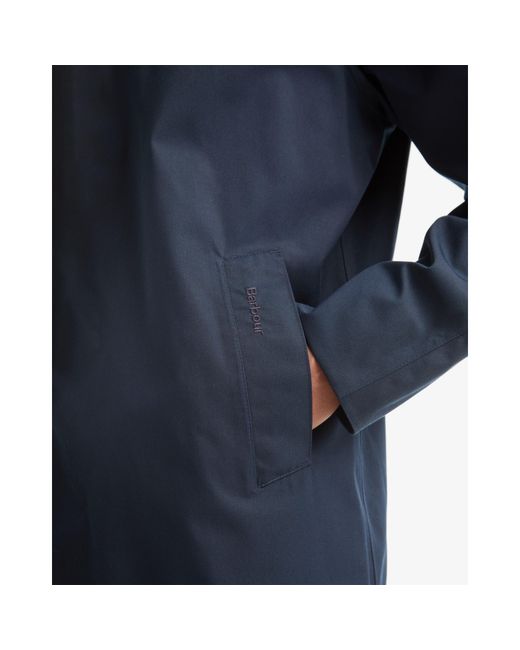 Barbour Blue Lorden Thigh Length Long Sleeve Button Mac for men