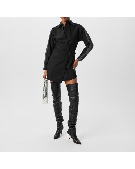 DIESEL Black Structured Button-Down Shirt Dress