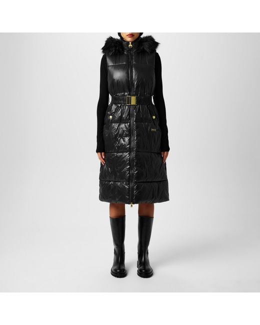 Barbour Black Saskia Quilted Padded Mid-Length Hooded Zip Gilet