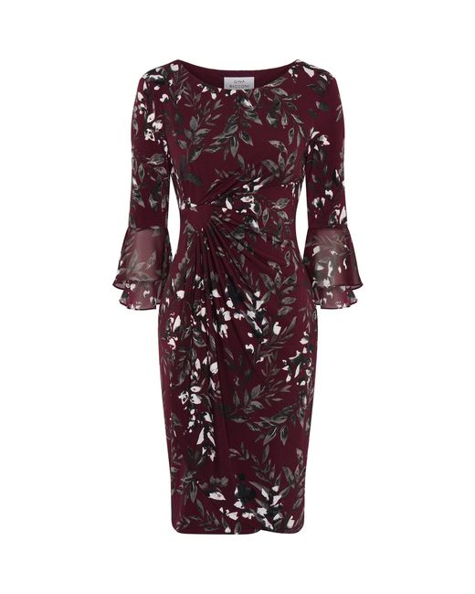 Gina Bacconi Red Kristin Floral Sheath Dress
