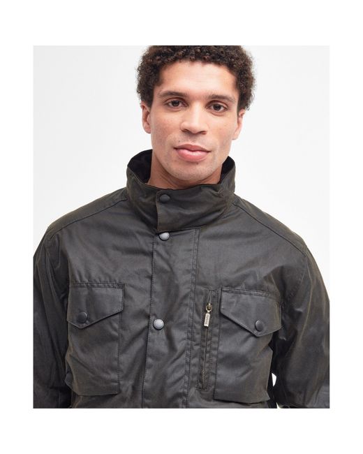Barbour Black Sapper Cotton Concealed Hood Wax Jacket for men
