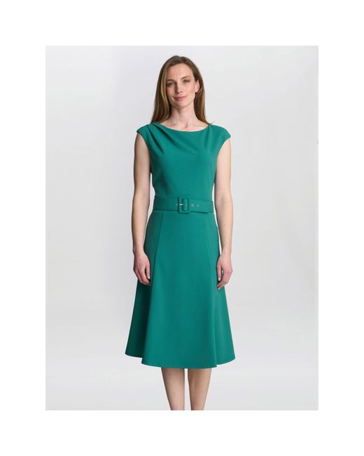 Gina Bacconi Green Mary Belted Dress