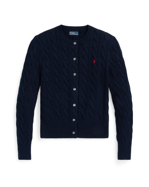 Polo Ralph Lauren Blue Stretch Cotton Crewneck Cardigan