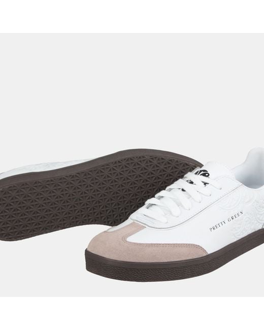 Pretty Green White Moorgate Leather Court Trainers for men