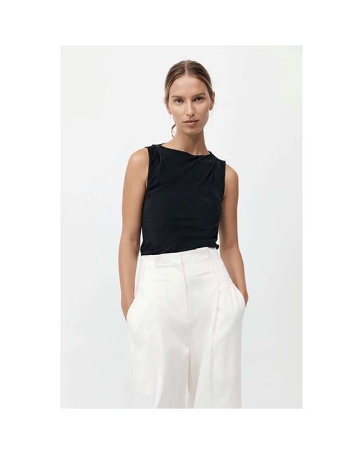 St. Agni Blue Draped Cowl Vest