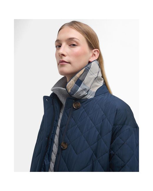 Barbour Blue Cassandra Diamond Quilted Mid-Length Quilted Jacket