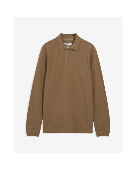 Barbour Brown Essentials Long Sleeve Polo Shirt for men