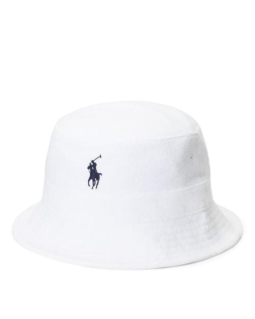 Polo Ralph Lauren White Stretch Terry Bucket Hat for men