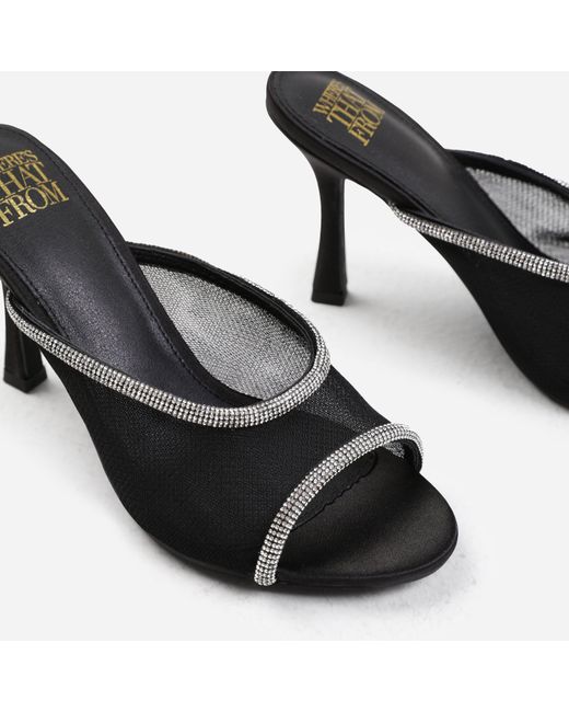 Where's That From Black Open Toe Flat Mules