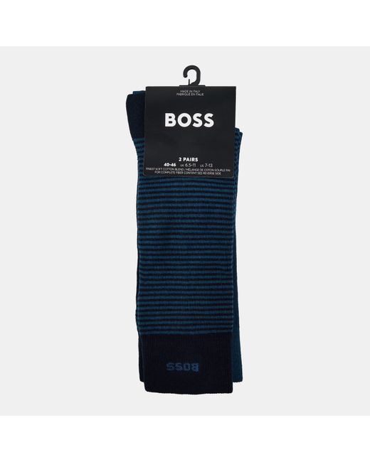 Boss Blue 2 Pack Striped Socks for men