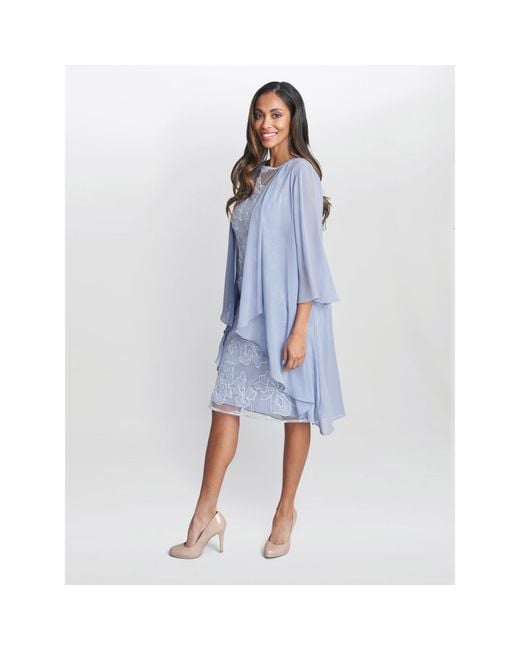 Gina Bacconi Blue Elia Embroidered Dress And Jacket
