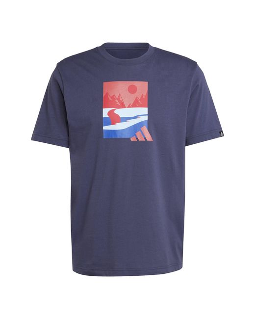 Adidas Blue Graphic Logo T-Shirt for men