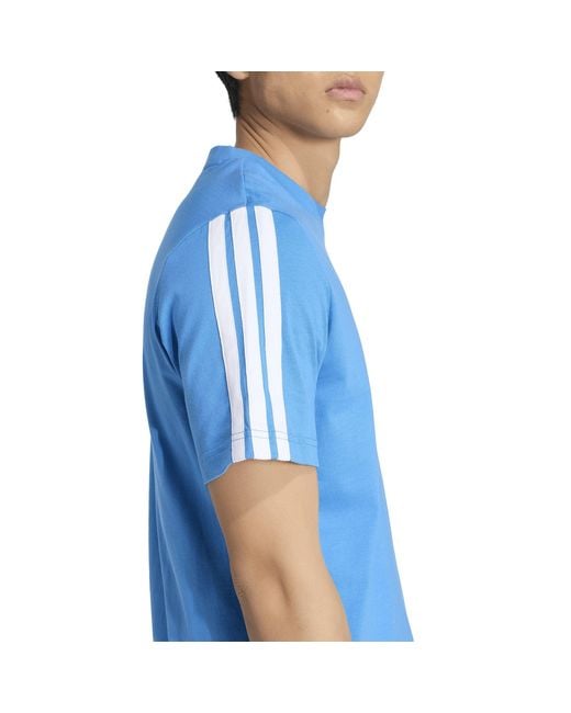 Adidas Blue Essentials 3-Stripes T-Shirt for men