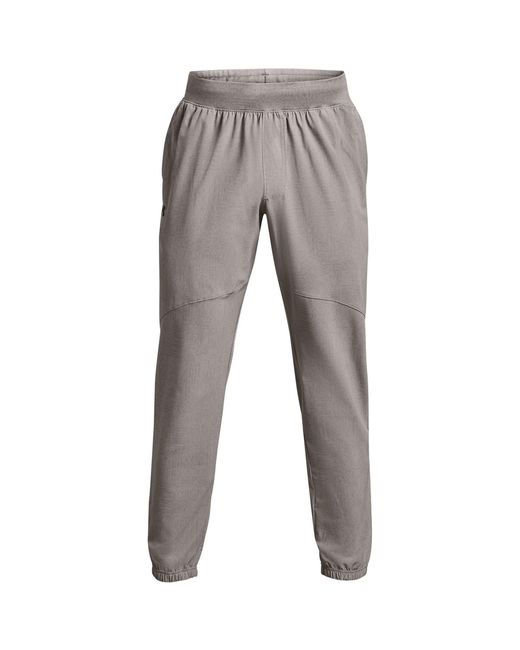 Under Armour Gray Stretch Printed Closed Hem Woven Joggers for men