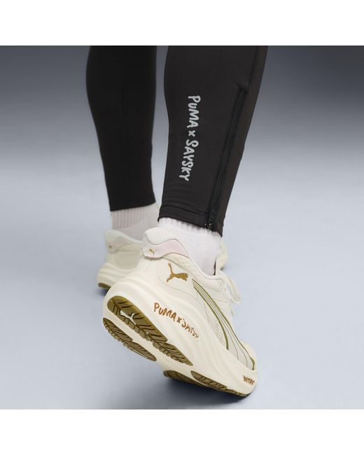 PUMA Black X Saysky Fleece Performance Running Tights for men