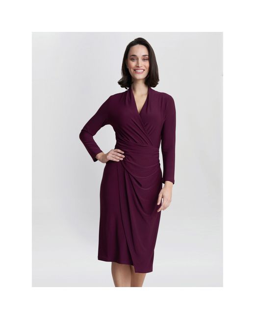 Gina Bacconi Purple Gloria Jersey Wrap Dress